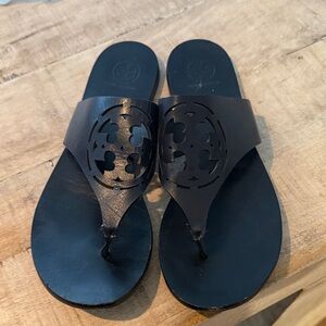 Tory Burch Navy Blue Cut-Out Sandals